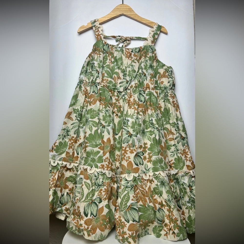 Joie Kids Dress with Green and Brown Floral Design 7